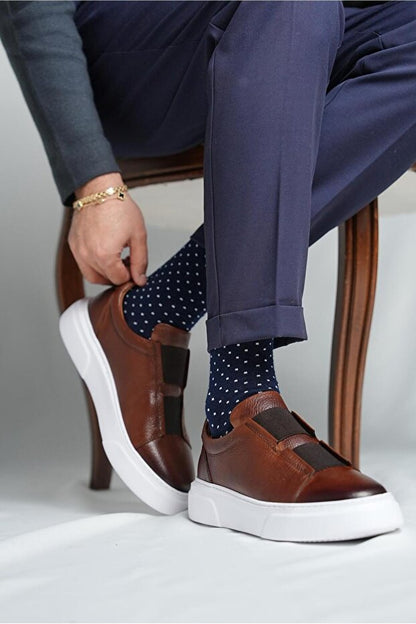 Basket en cuir modèle C1 élastiquées