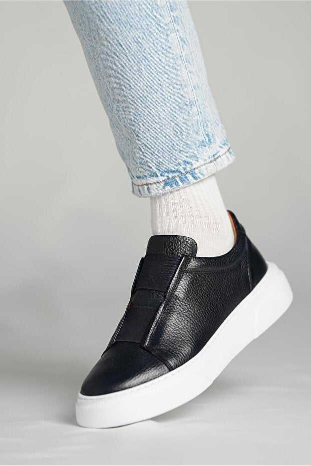 Basket en cuir modèle C1 élastiquées