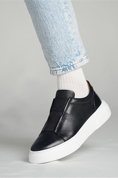 Basket en cuir modèle C1 élastiquées