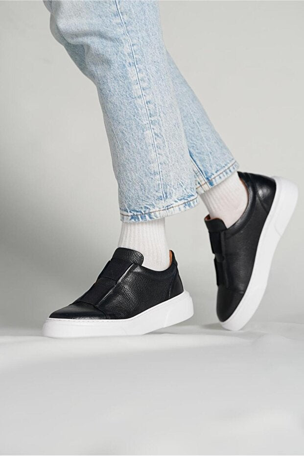 Basket en cuir modèle C1 élastiquées