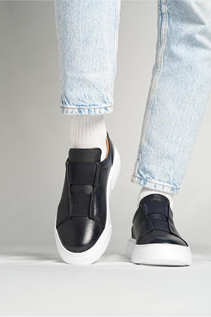 Basket en cuir modèle C1 élastiquées